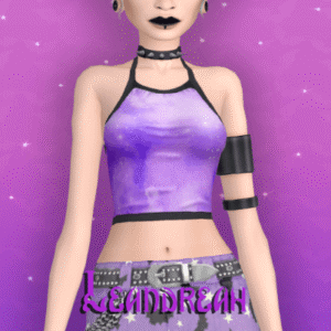 Personnage Sims 4 en tenue gothique futuriste violette