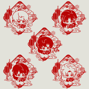 Illustrations de Sims 4 en style lanternes rouges festives