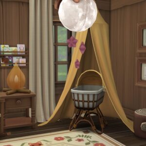 Chambre d'enfant dans *Les Sims 4*, décorée pour Halloween