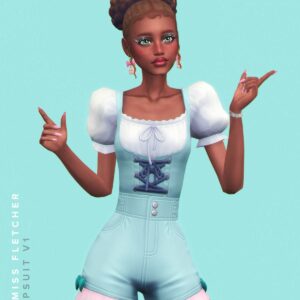 Personnage féminin du jeu Les Sims 4 en combinaison Lil Miss Fletcher, style années 1950
