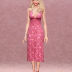 Robe rose à pois du jeu Les Sims 4, style Joliebean