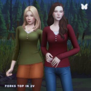 Deux Sims 4 en tenues élégantes dans un décor naturel