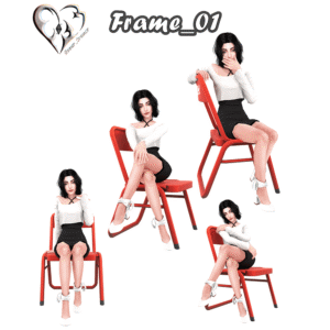 Quatre personnages du jeu Sims 4 assis sur des chaises rouges