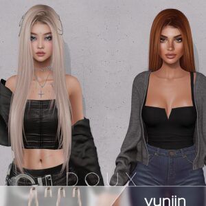 Deux avatars féminins du jeu Sims 4, styles gothique et casual.