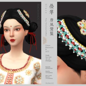 Coiffure et style Tang Sims 4 avec accessoires et variations de couleurs