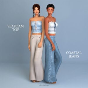 Haut 'Seafoam Top' et pantalon 'Coastal Jeans' pour le jeu Sims 4