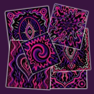 Motifs psychédéliques roses et violets pour *Les Sims 4*