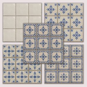 Carrelages décoratifs bleus et blancs pour *Les Sims 4*