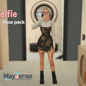 Pose de selfie dans le jeu Les Sims 4 avec tenue élégante