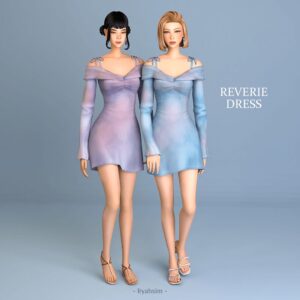 Robe Reverie pour Sims 4, versions violet et bleu pastel