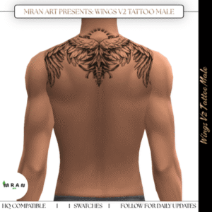 Tatouage ailes stylisées pour homme - Sims 4 MRan Art