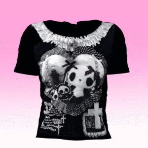 T-shirt gothique des Sims 4 avec motifs crânes et symboles