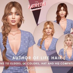 Coiffures virtuelles Sims 4 pour abonnés Patreon, tous âges et couleurs