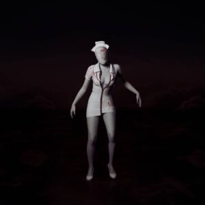Infirmière blessée dans *Les Sims 4*, style sombre