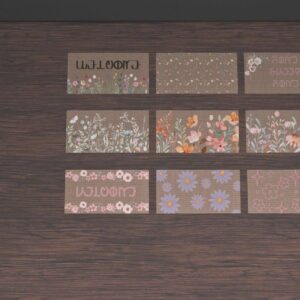 Cartes décoratives 'Bienvenue' pour *Les Sims 4* en style floral