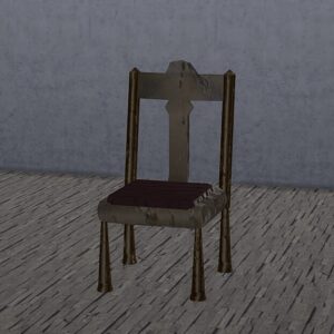 Chaises en bois style Sims 4, vue de face