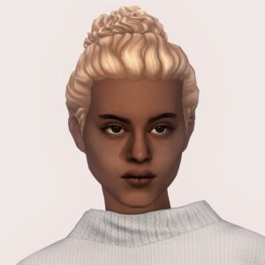 Avatar du jeu *Les Sims 4* avec coiffure blonde bouclée
