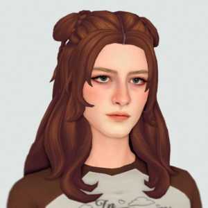 Personnage féminin aux cheveux roux dans *Les Sims 4*