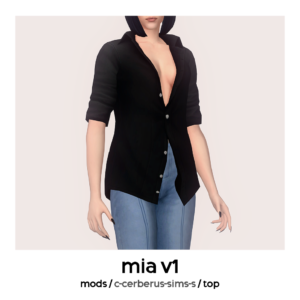 Veste noire à boutons Sims 4, jeu vidéo, style Mia v1