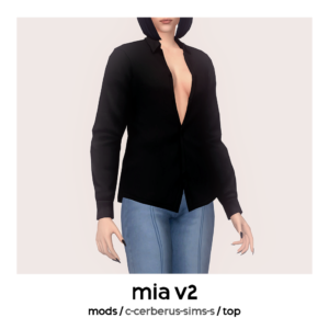 Veste noire à boutons Sims 4, jeu vidéo, style Mia v2
