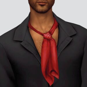 Homme dans Sims 4 en veste noire et cravate rouge