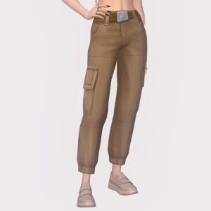 Pantalon cargo beige Sims 4 avec chaussures blanches