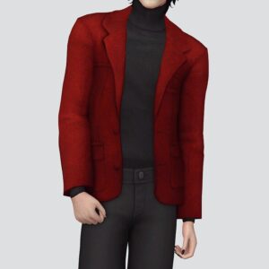 Veste rouge sur turtleneck noir, Sims 4 style