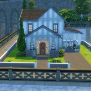 Maison de jeu *Les Sims 4* style cottage anglais avec jardin