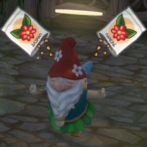 Gnome dans *Les Sims 4* tenant des graines de fleurs.