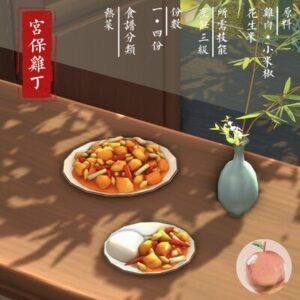 Assiette de plats du jeu *Les Sims 4* : cuisine asiatique stylisée