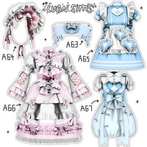 Ensembles maids Sims 4 : robes et accessoires pastel