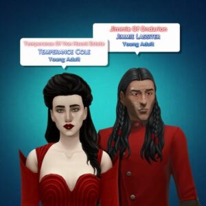 Personnages du jeu vidéo Les Sims 4 : Temperance Cole et Jimmie Lassiter