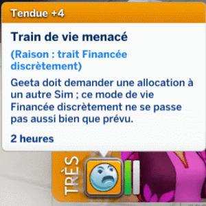 Sim 4 : Geeta demande aide financière, mode de vie menacé