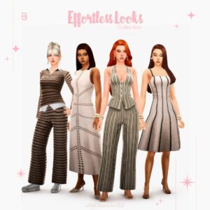 Collection Effortless Looks pour *Les Sims 4* avec quatre tenues élégantes.