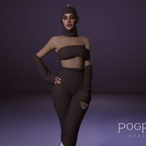 Mannequin du jeu Sims 4 en tenue élégante noire et robe à bretelles
