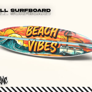 Planche de surf murale 'Vibes Plage' pour Sims 4, style rétro coloré
