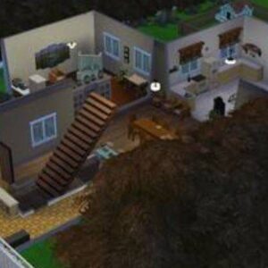 Maison moderne dans *Les Sims 4* vue du ciel