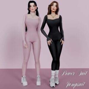 Combinaison de puissance et jumpsuit pour Sims 4, rose et noir