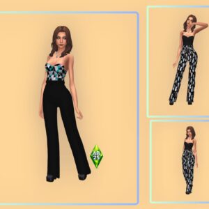 Tenue élégante Sims 4 avec combinaison et motifs géométriques