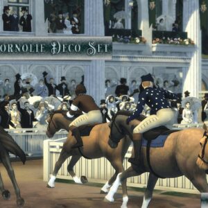 Course de chevaux Prix de Thornolie dans Sims 4, décor Art déco