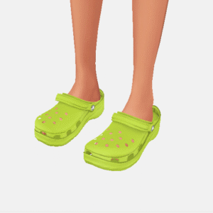 Pantoufles Crocs vertes à fleurs roses, Sims 4