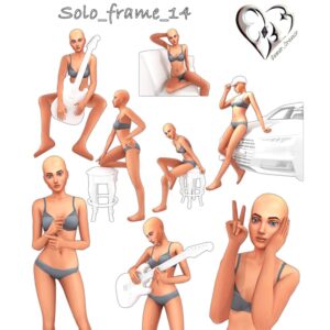 Illustrations de poses variées pour avatar féminin dans *Les Sims 4*
