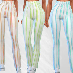 Pantalons à pinces colorés pour Sims 4, styles pastel et vert.