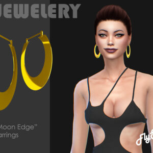 Boucles d’oreilles 'Lune Tranchante' dorées pour Sims 4, jeu vidéo