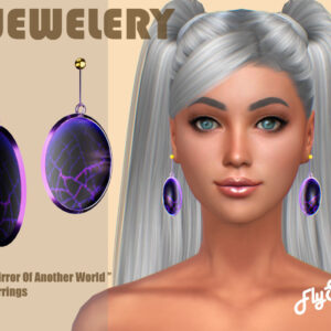 Boucles d’oreilles 'Miroir d’un autre monde' pour Sims 4, style violet et miroir fractal