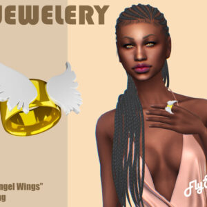 Bague 'Ailes d'Ange' pour *Les Sims 4*, bijou doré avec ailes stylisées