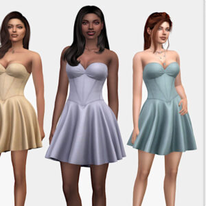 Robe Avril Sifix pour Sims 4 en trois couleurs pastel