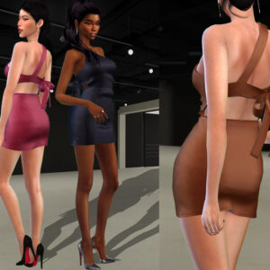 Robes courtes à nœuds du jeu *Les Sims 4* en style élégant