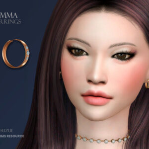 Boucles d’oreilles et collier Emma pour Sims 4, style doré avec pierres.