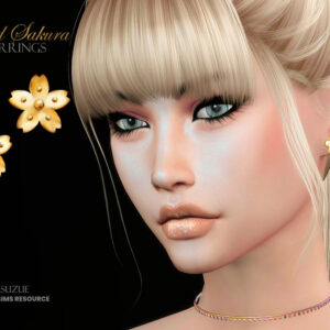 Boucles d’oreilles Sakura en or pour Sims 4, jeu vidéo